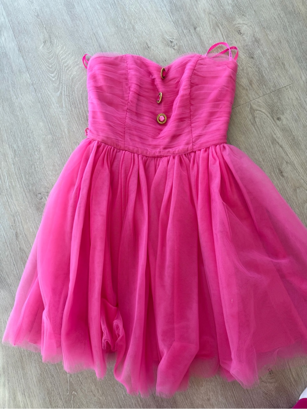 Betsey Johnson Hot Pink Tulle Strapless Fit & Flare Party Dress